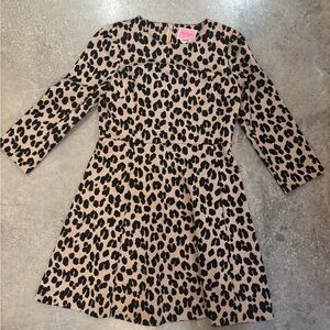 kate spade Girls' Leopard Print Tan and Black Fit-and-Flare Dress